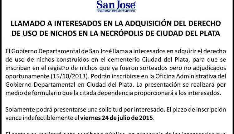 17 Derecho de uso de nichos en Ciudad del Plata