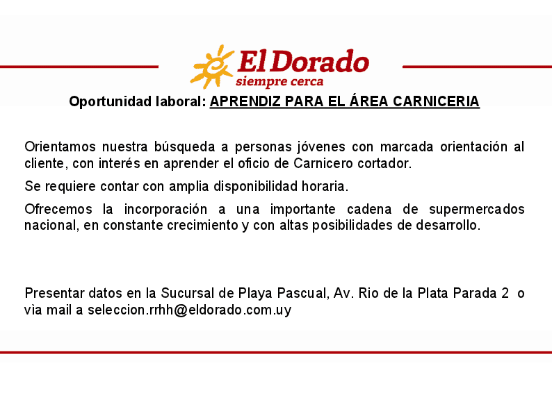 Llamado aprendiz para carniceria