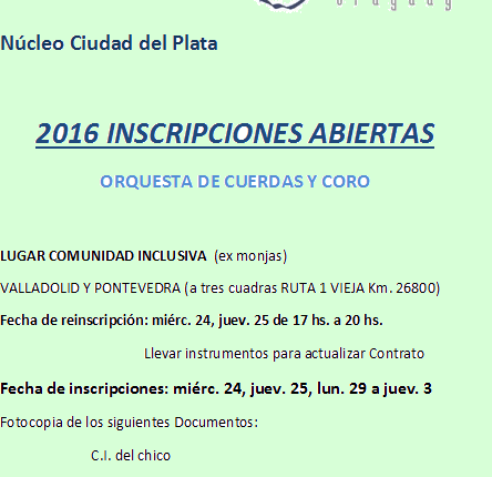 orquesta inscripciones