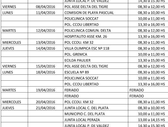 Calendario policlinico