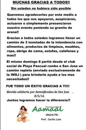 carta de agradecimiento aamaal por damnificados de san jose
