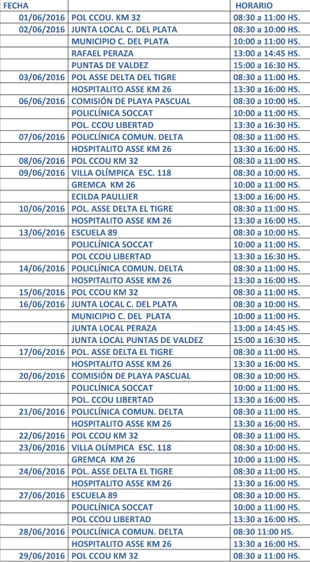 Calendario Policlinico