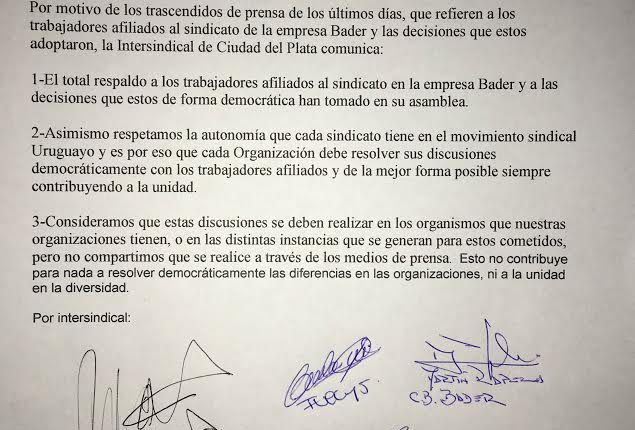 comunicado intersindical